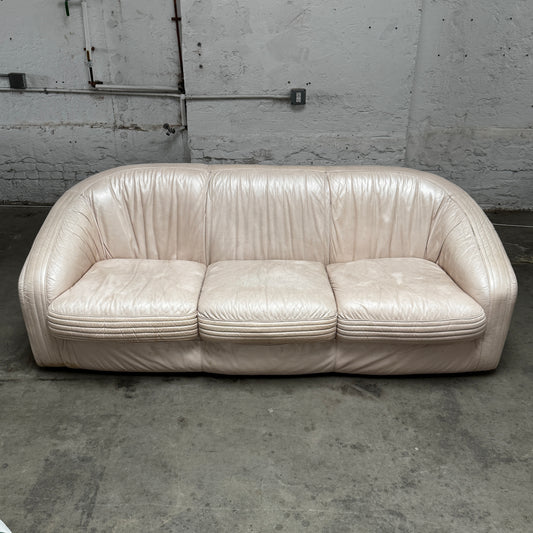 SF008 BLUSH PINK ITALIAN LEATHER THREE SEATER SOFA