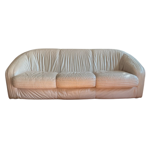 SF008 BLUSH PINK ITALIAN LEATHER THREE SEATER SOFA