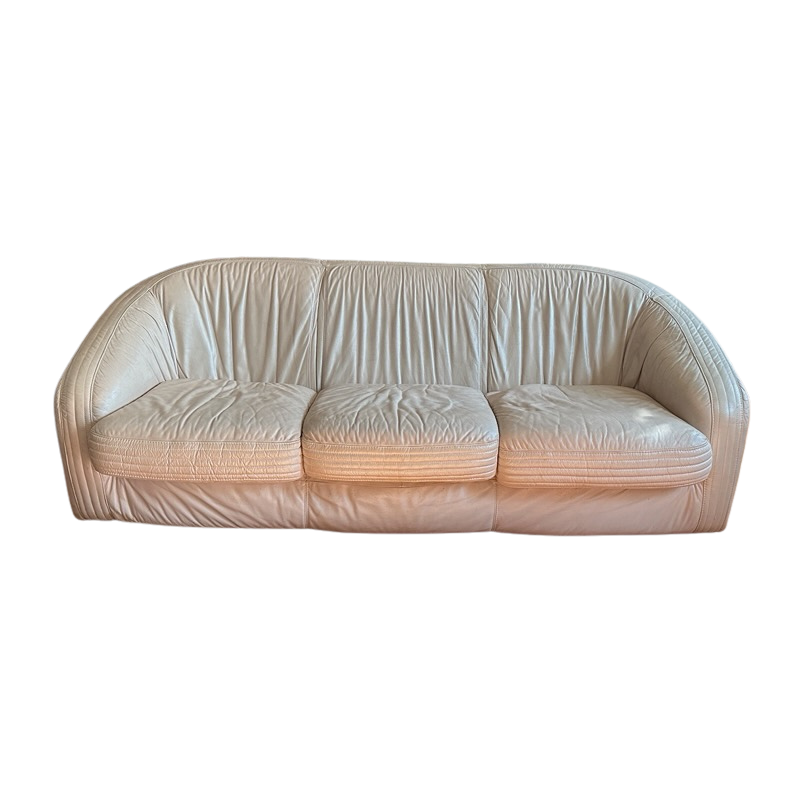 SF008 BLUSH PINK ITALIAN LEATHER THREE SEATER SOFA
