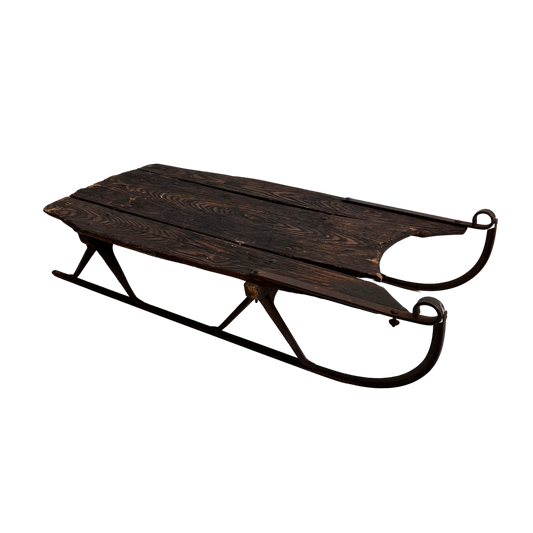 SP002 ANTIQUE DARK WOOD AND IRON SLED