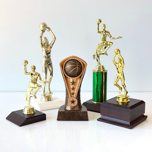 SP040 SET OF 5 BASKETBALL TROPHIES