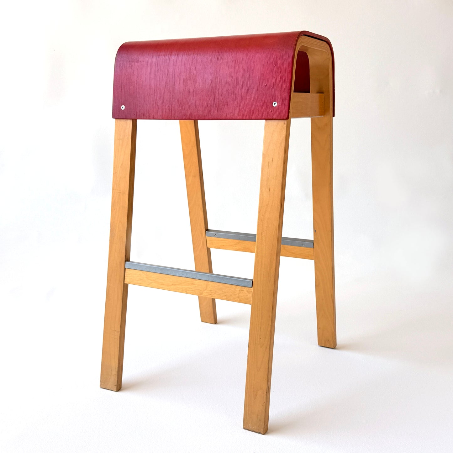ST008 VINTAGE IKEA RED SADDLE STOOL