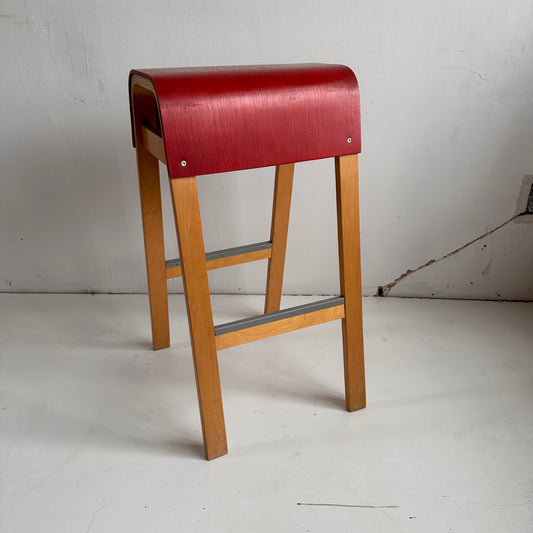 ST008 VINTAGE IKEA RED SADDLE STOOL