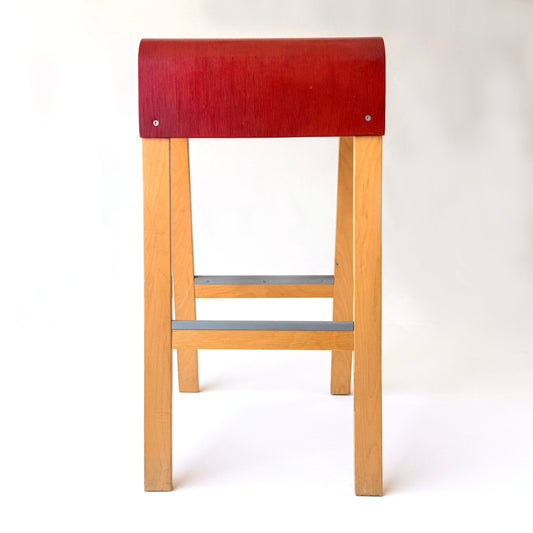 ST008 VINTAGE IKEA RED SADDLE STOOL