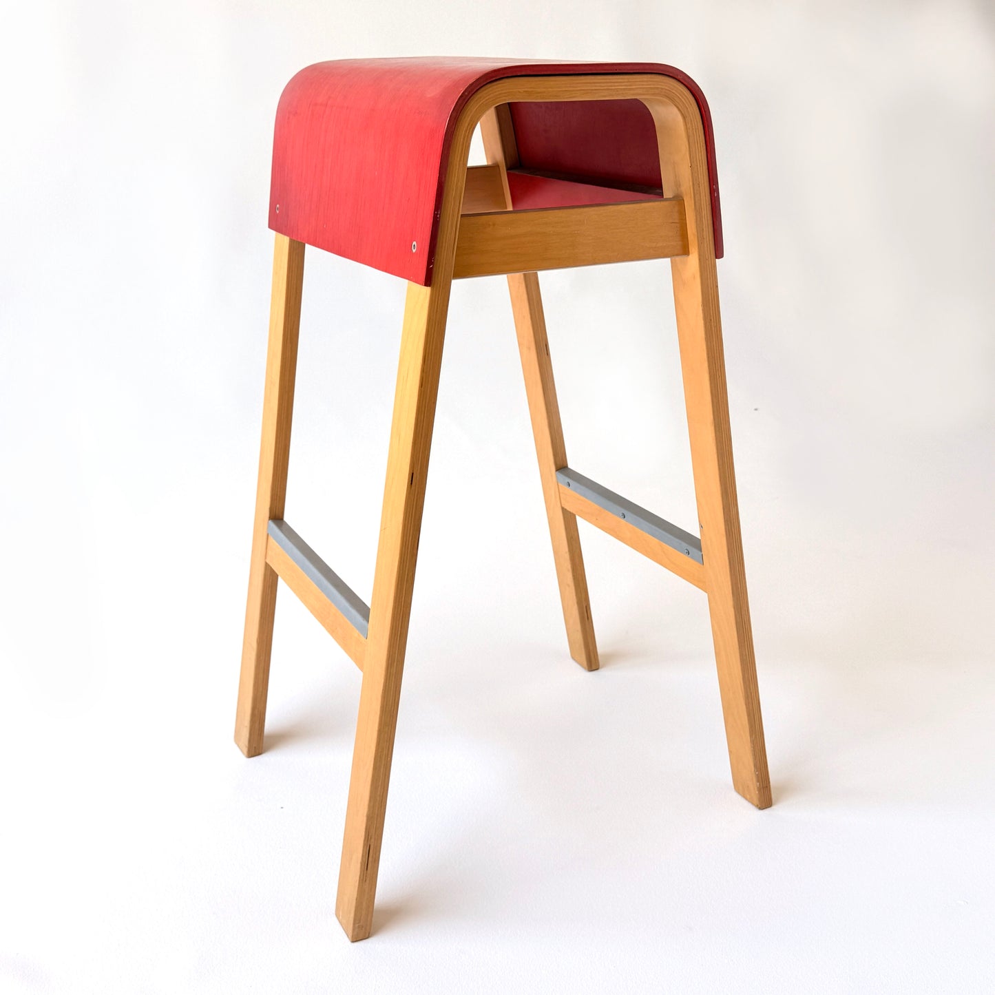 ST008 VINTAGE IKEA RED SADDLE STOOL