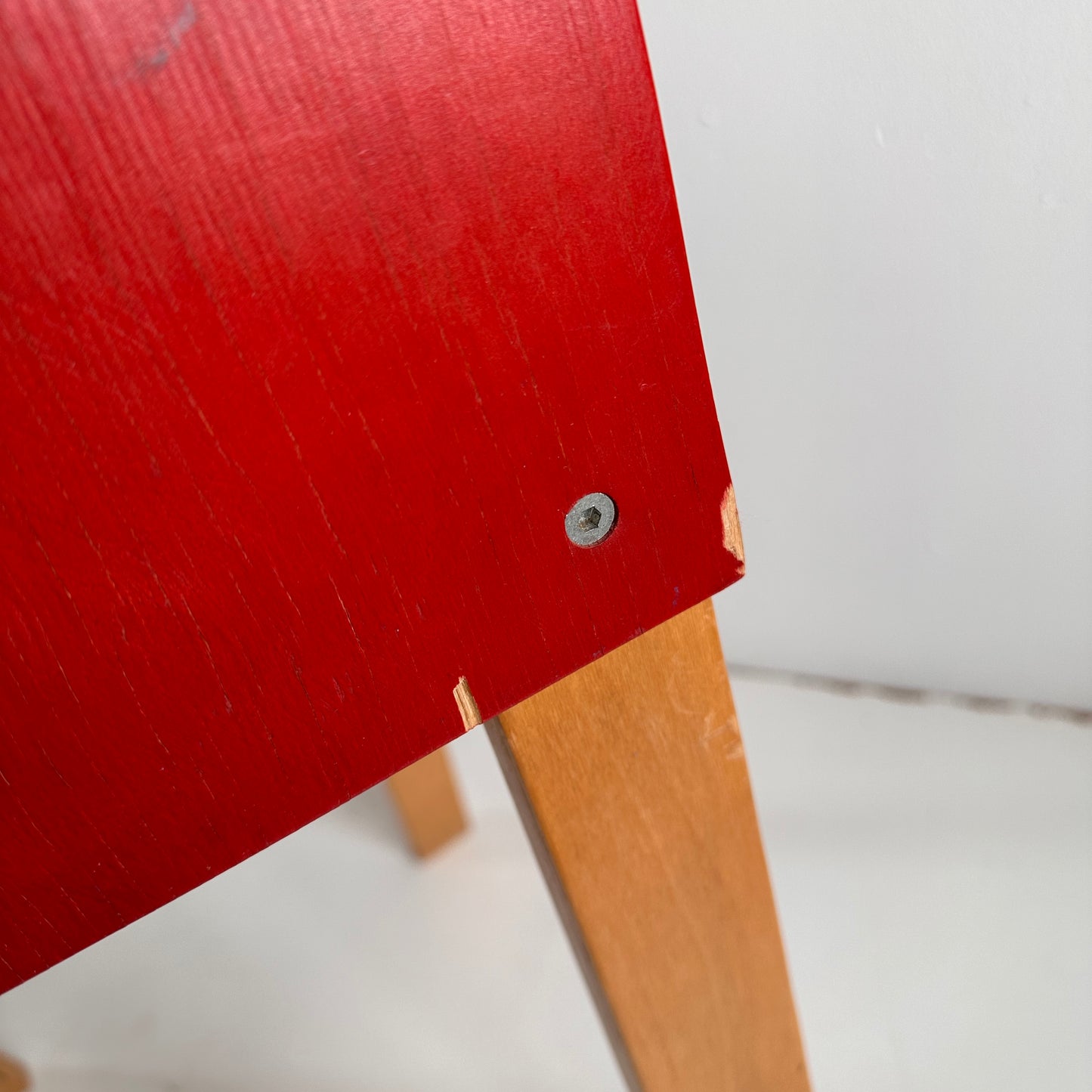 ST008 VINTAGE IKEA RED SADDLE STOOL