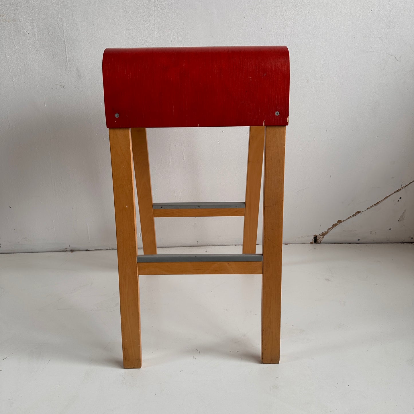 ST008 VINTAGE IKEA RED SADDLE STOOL