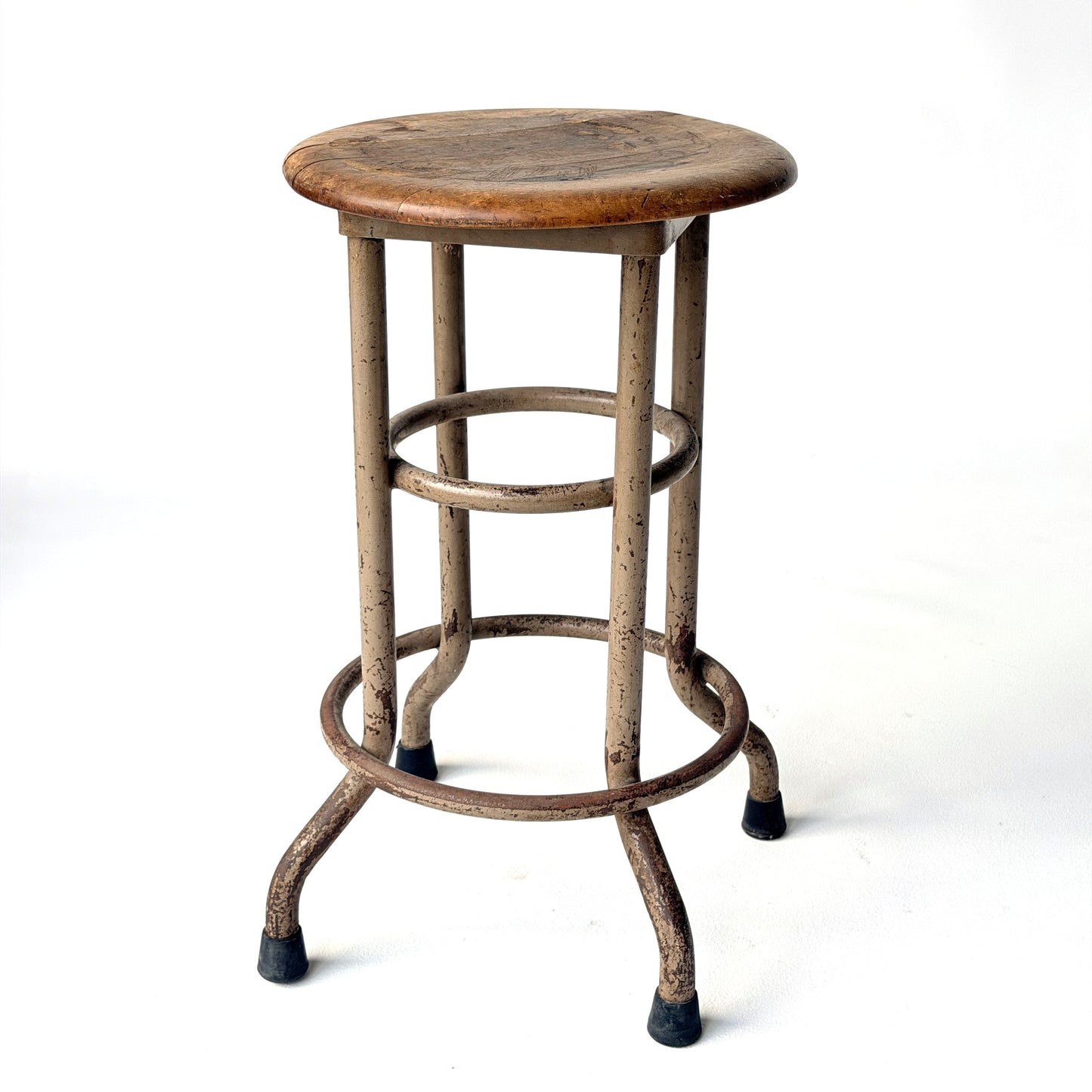 ST009 RETRO METAL STOOL WITH WOOD SEAT
