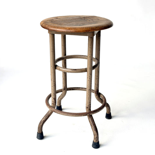 ST009 RETRO METAL STOOL WITH WOOD SEAT
