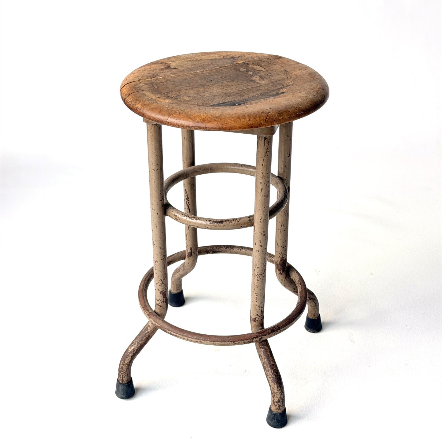 ST009 RETRO METAL STOOL WITH WOOD SEAT