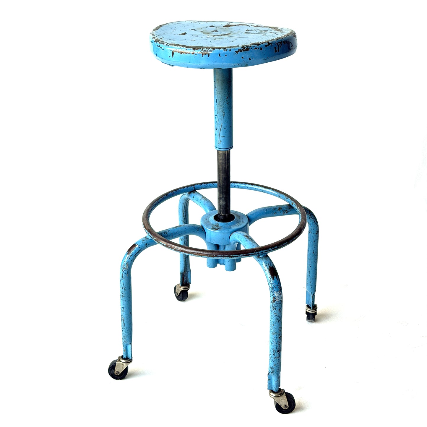 ST022 LIGHT BLUE SWIVEL SHOP STOOL