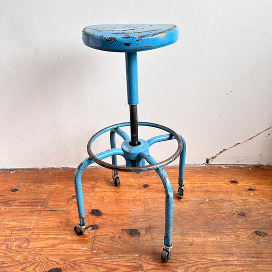 ST022 LIGHT BLUE SWIVEL SHOP STOOL