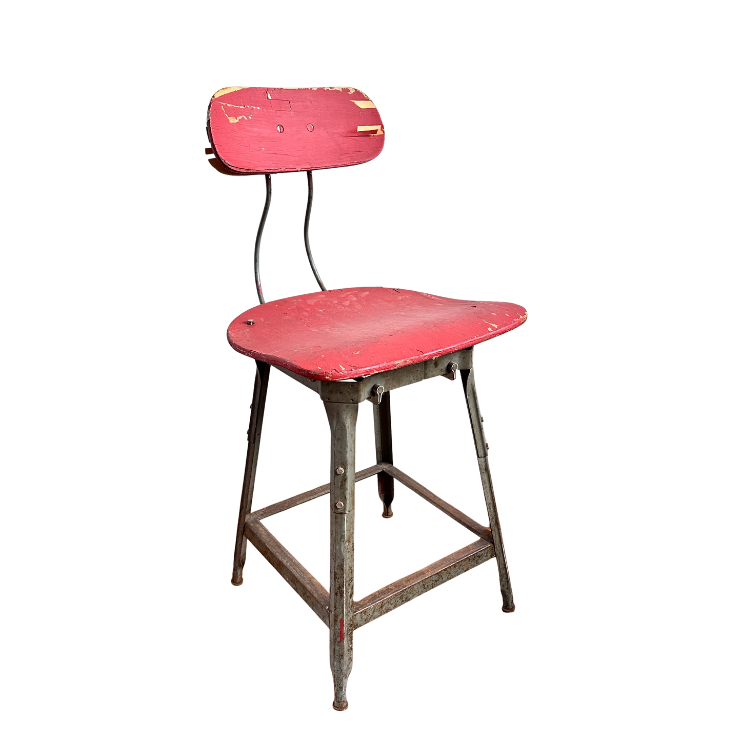 ST023 DISTRESSED RED SHOP STOOL