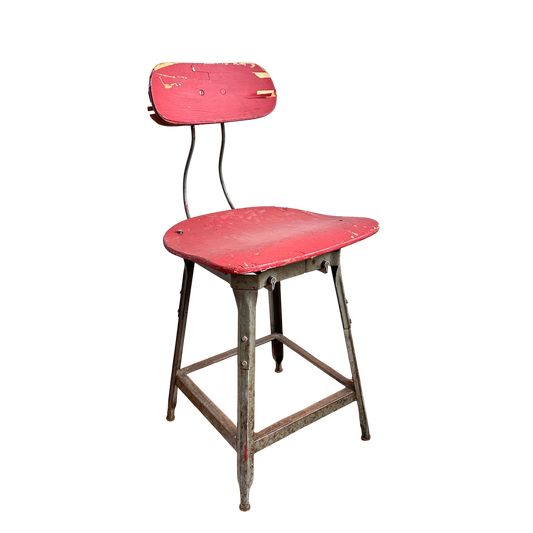 ST023 DISTRESSED RED SHOP STOOL