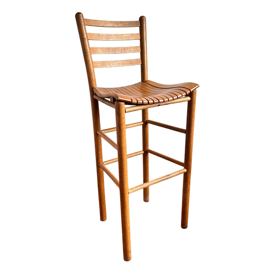 ST025 LADDER BACK SLATTED WOOD BARSTOOL