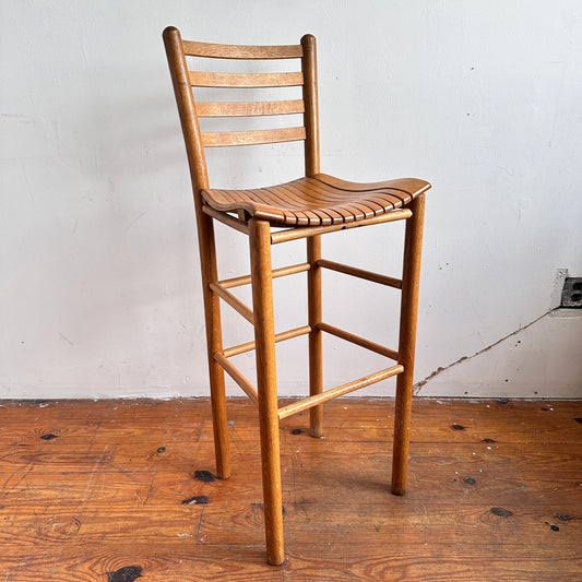 ST025 LADDER BACK SLATTED WOOD BARSTOOL