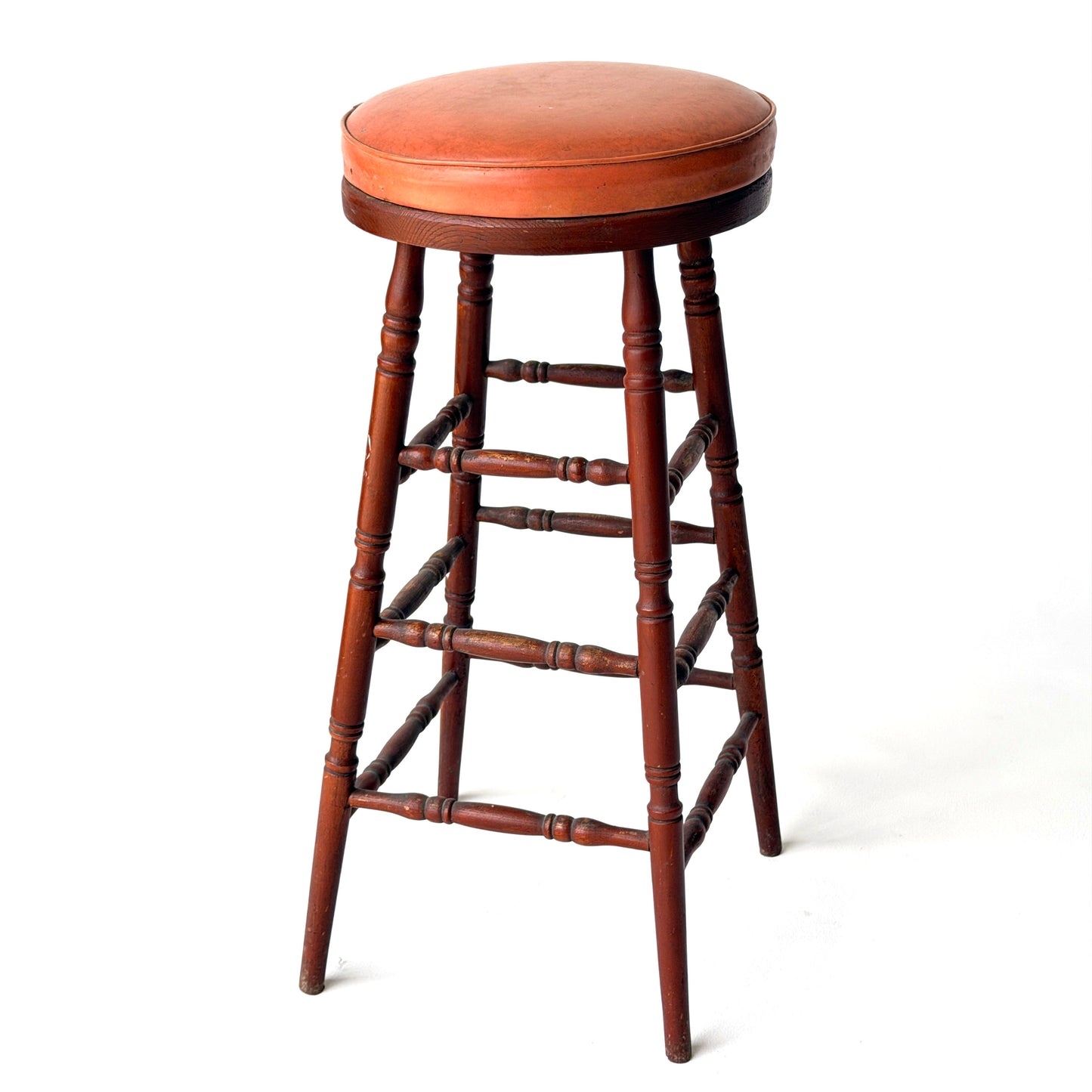 ST027 BROWN WOOD WITH VINYL SEAT STOOL