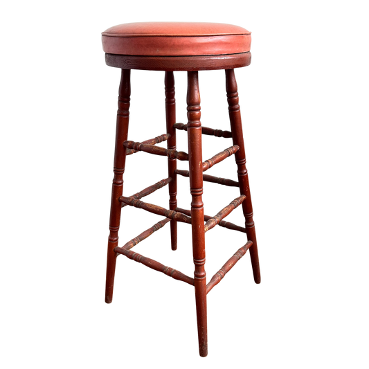 ST027 BROWN WOOD WITH VINYL SEAT STOOL