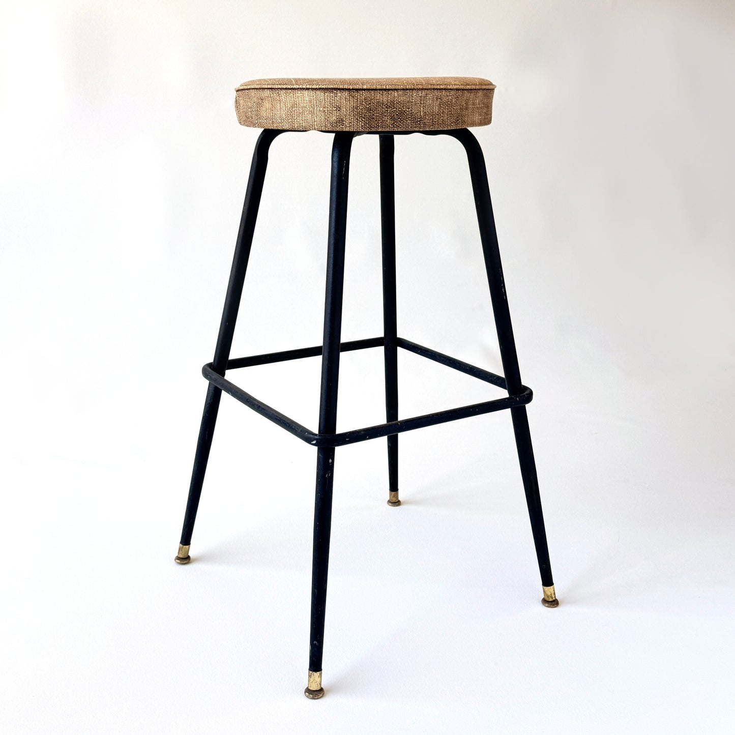 ST028 BLACK AND TAN VINYL SWIVEL SEAT STOOL