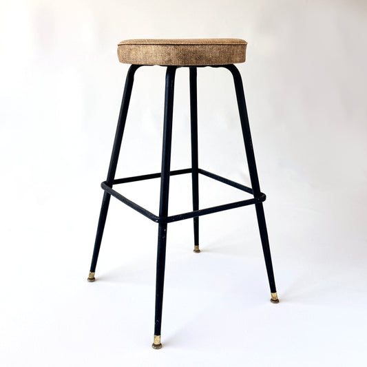 ST028 BLACK AND TAN VINYL SWIVEL SEAT STOOL