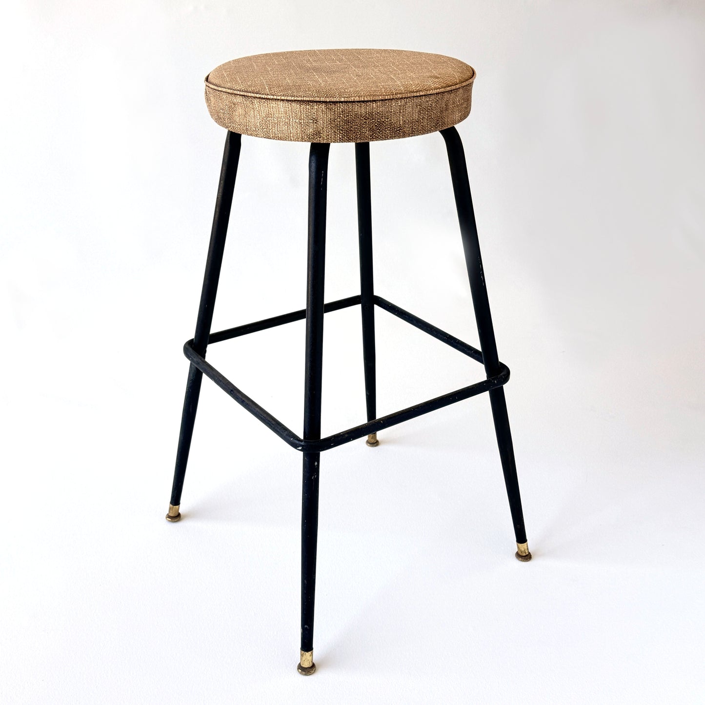 ST028 BLACK AND TAN VINYL SWIVEL SEAT STOOL
