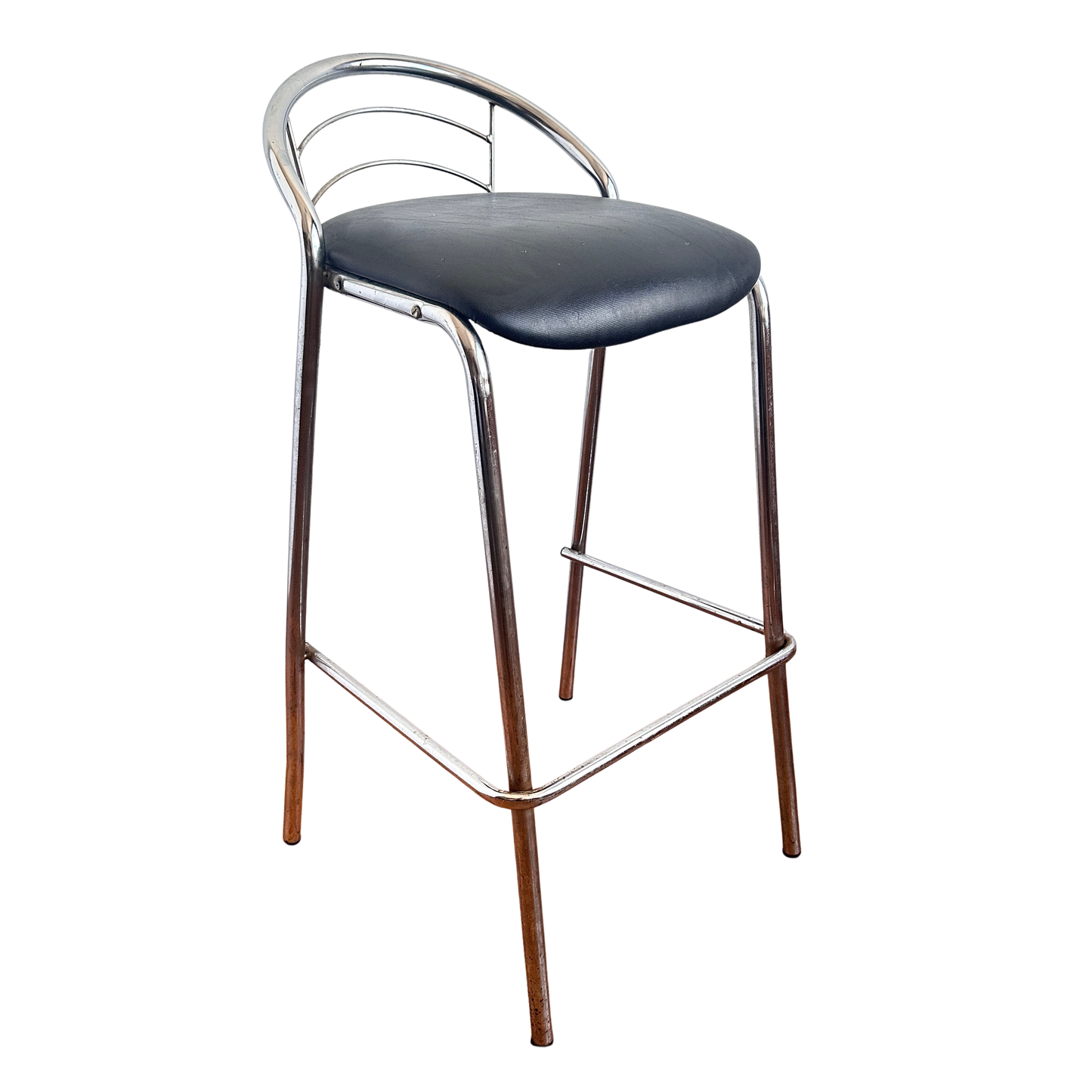 ST031 BLACK AND CHROME BAUHAUS BAR STOOL