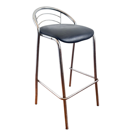 ST031 BLACK AND CHROME BAUHAUS BAR STOOL