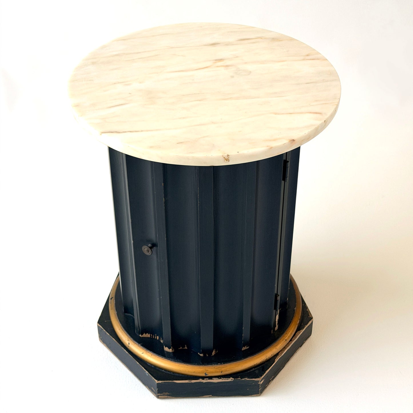TB003 MARBLE TOP SIDE TABLE WITH DOOR