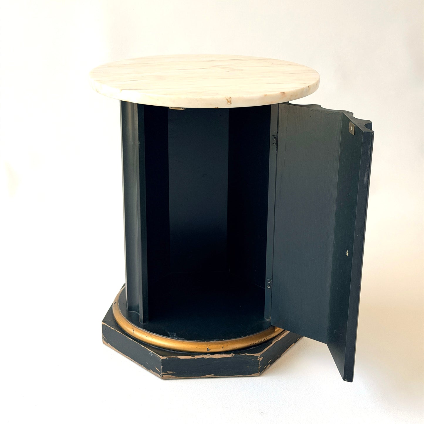 TB003 MARBLE TOP SIDE TABLE WITH DOOR