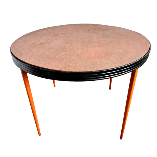 TB021 BLACK & ORANGE ROUND FOLDING TABLE