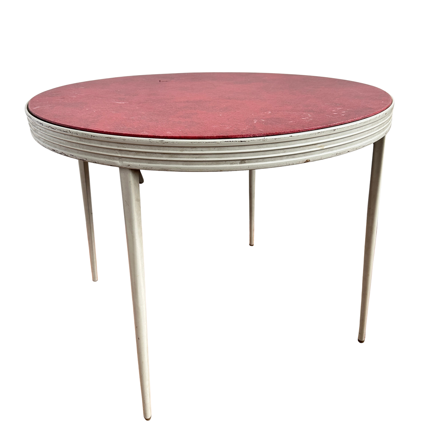 TB028 RED & WHITE ROUND FOLDING TABLE