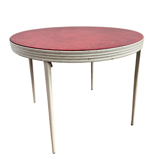 TB028 RED & WHITE ROUND FOLDING TABLE