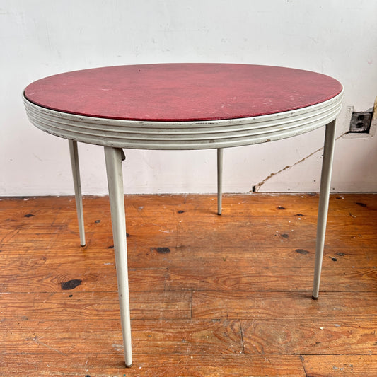 TB028 RED & WHITE ROUND FOLDING TABLE