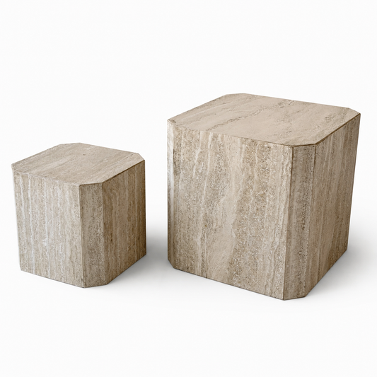 TB037 SET OF TWO TRAVERTINE PLINTHS