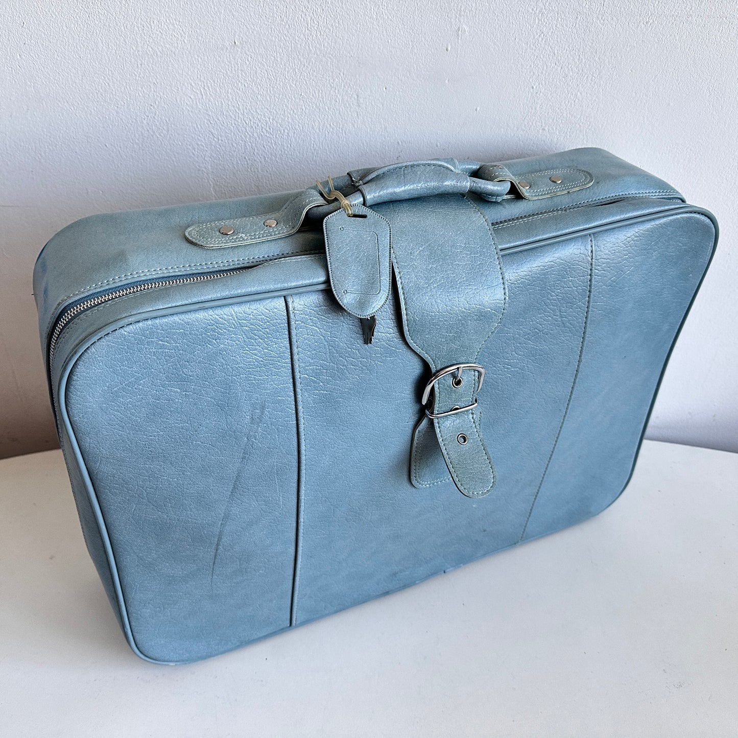 TL008 BABY BLUE SOFT LEATHER SUITCASE