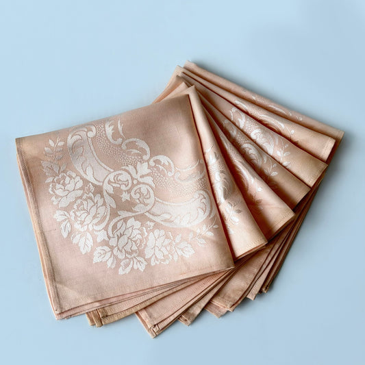 TL022 SET OF 8 PEACH DAMASK NAPKINS