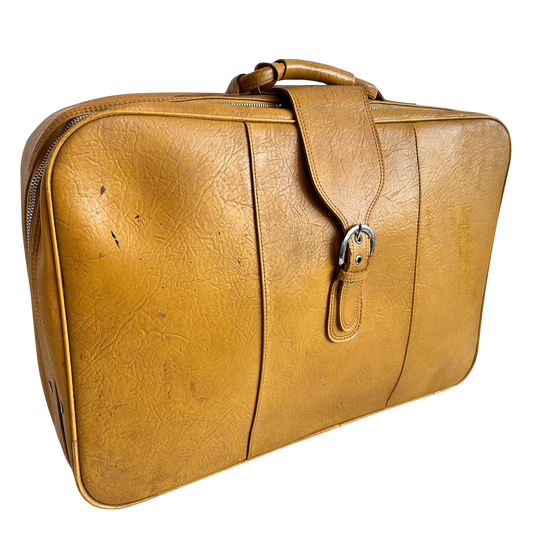 TR007 DISTRESSED SOFT YELLOW LEATHER SUITCASE