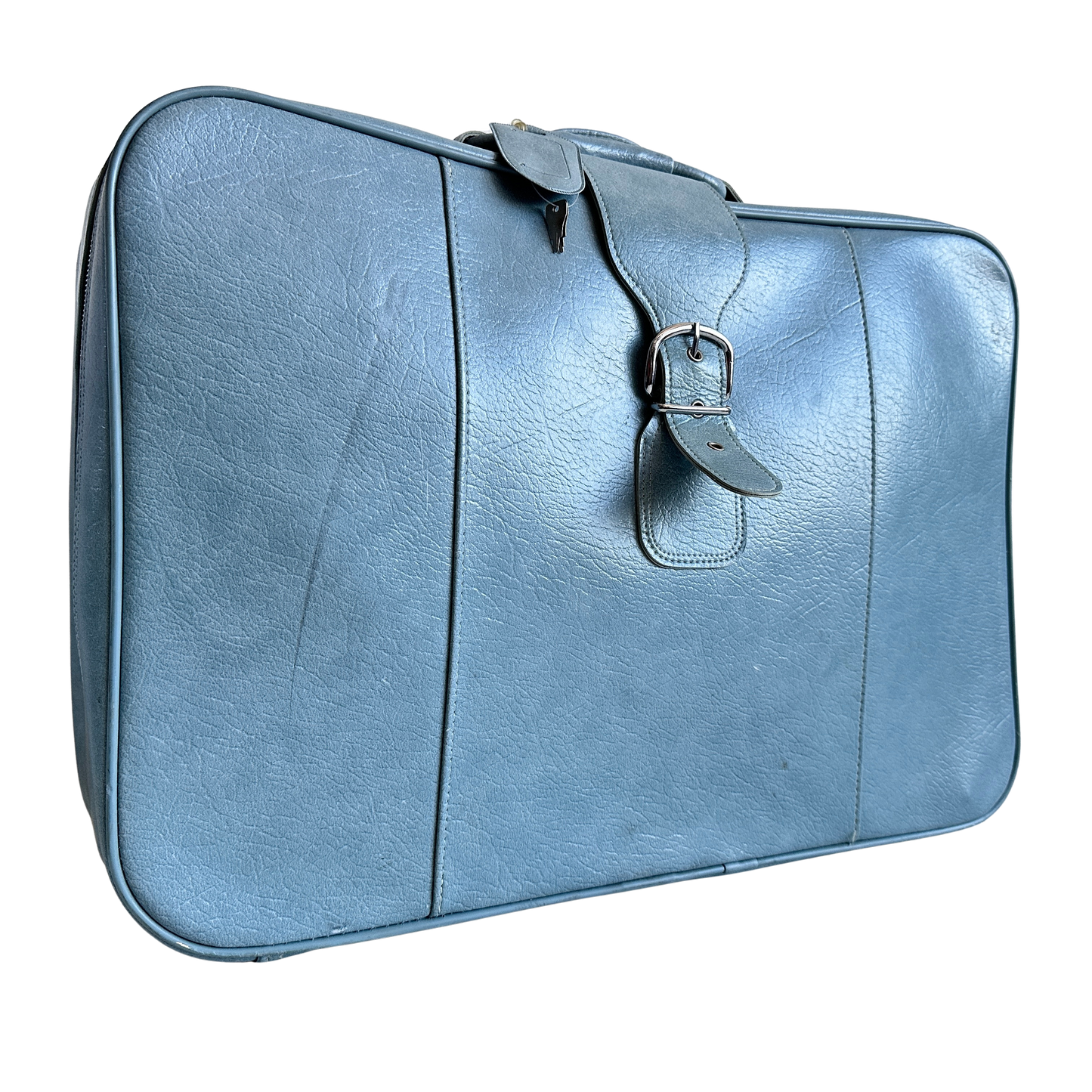 TR008 BABY BLUE SOFT LEATHER SUITCASE