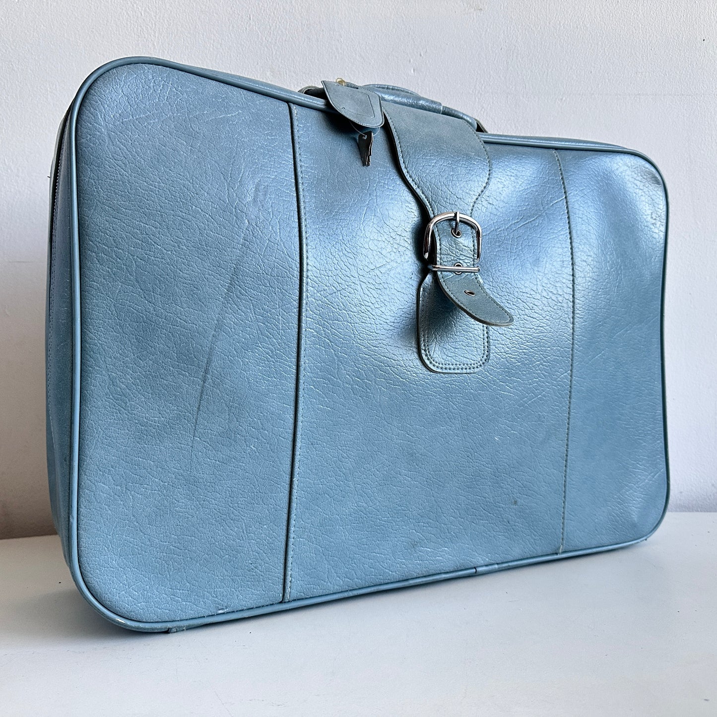 TR008 BABY BLUE SOFT LEATHER SUITCASE