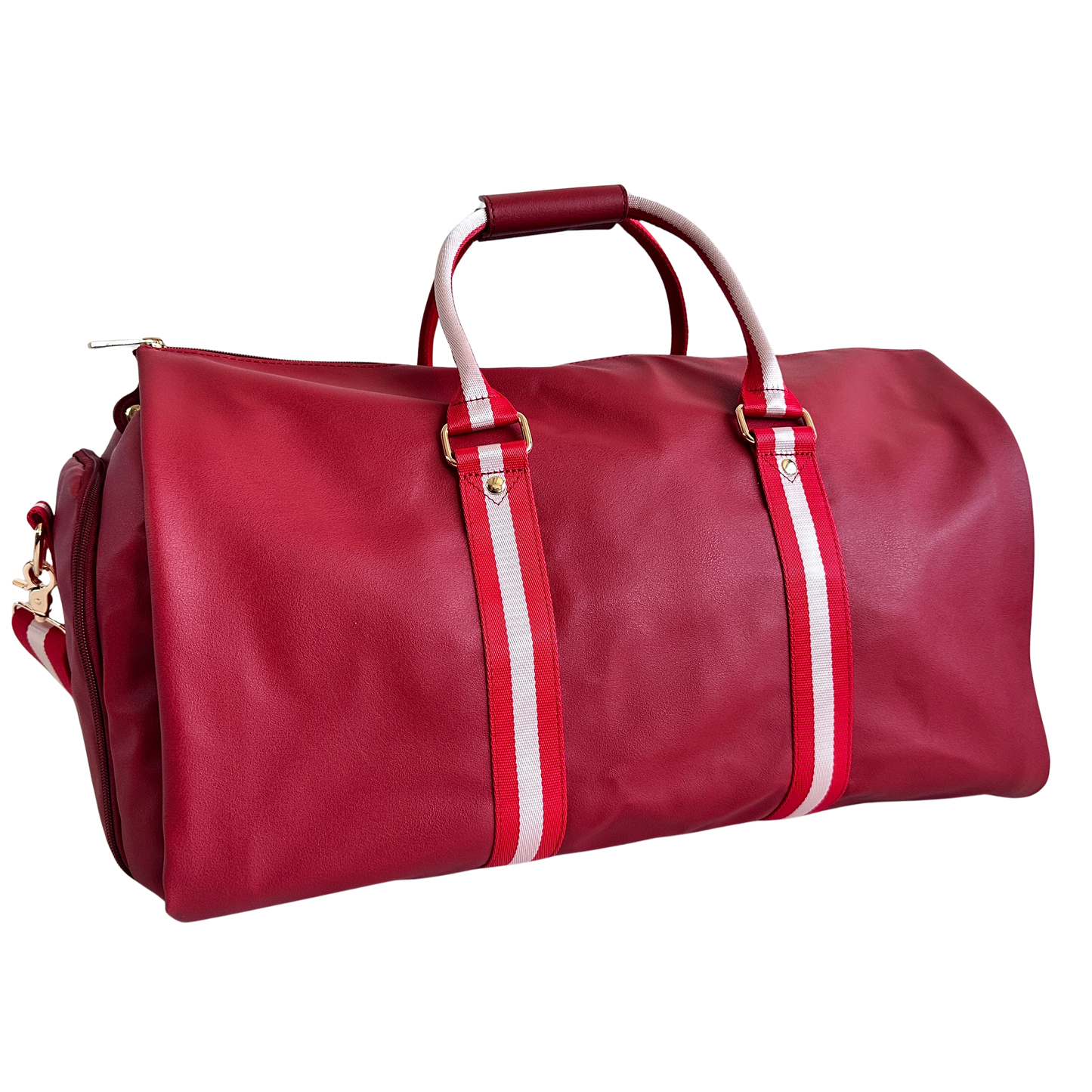 TR009 RED LEATHER DUFFEL BAG