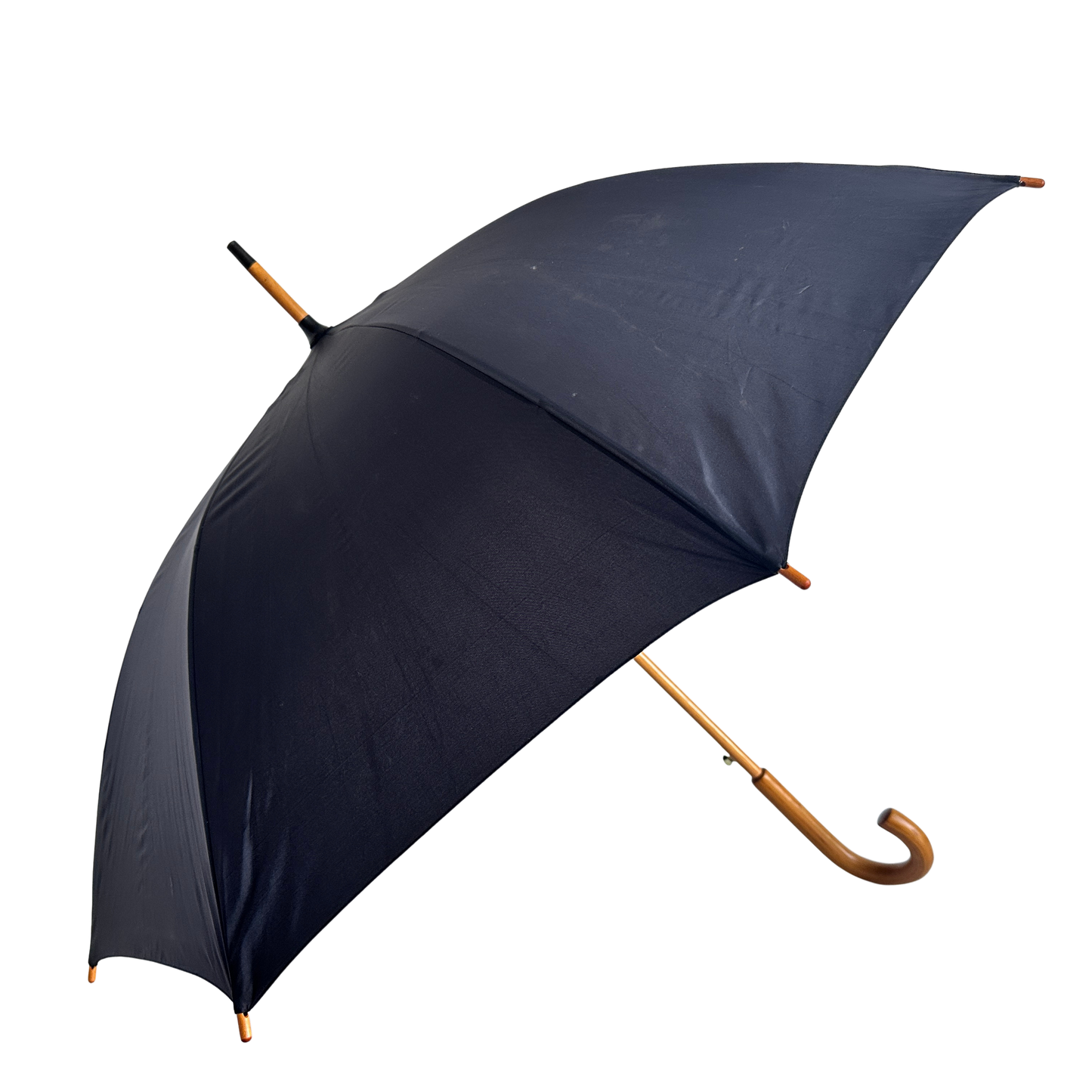 TR014 BLACK UMBRELLA WITH WOOD HANDLE & DETAILS