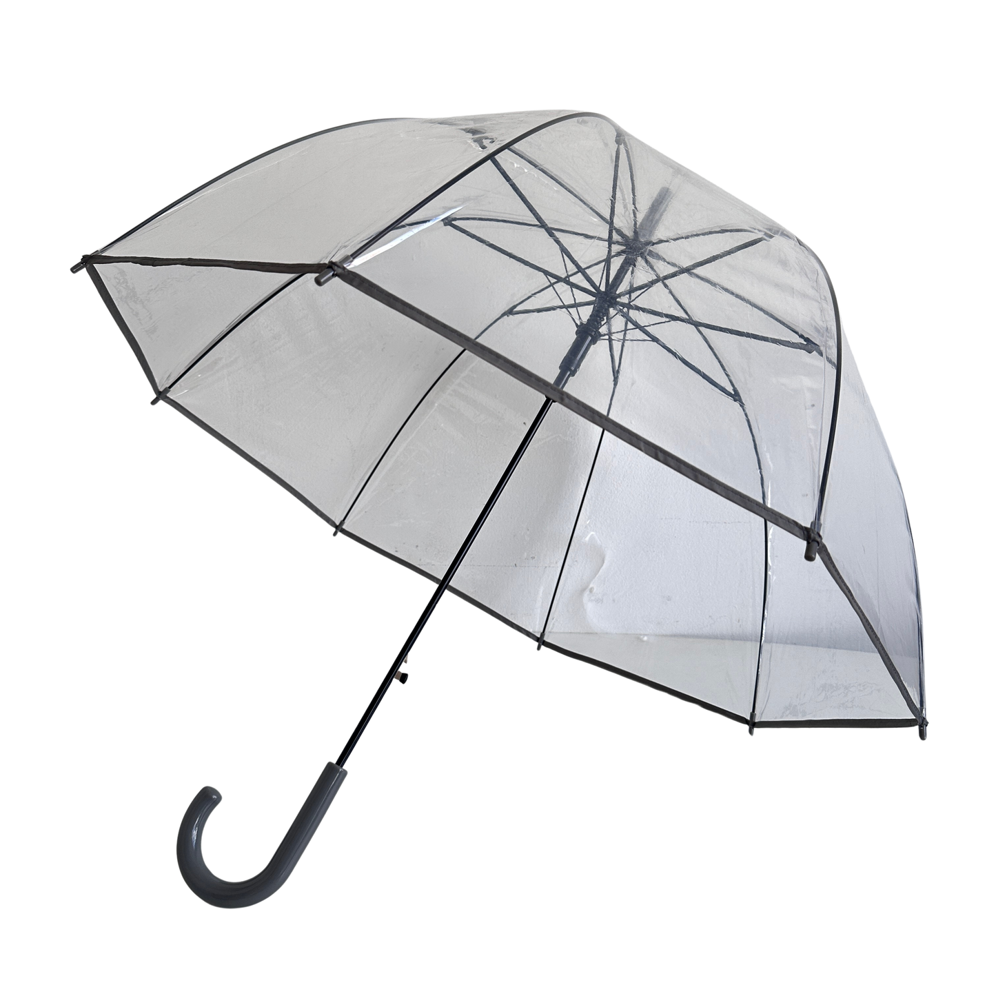 TR015 CLEAR UMBRELLAS WITH GREY HANDLES