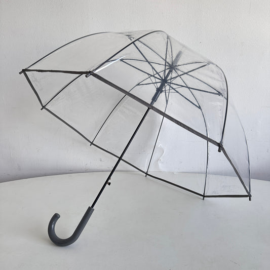 TR015 CLEAR UMBRELLAS WITH GREY HANDLES