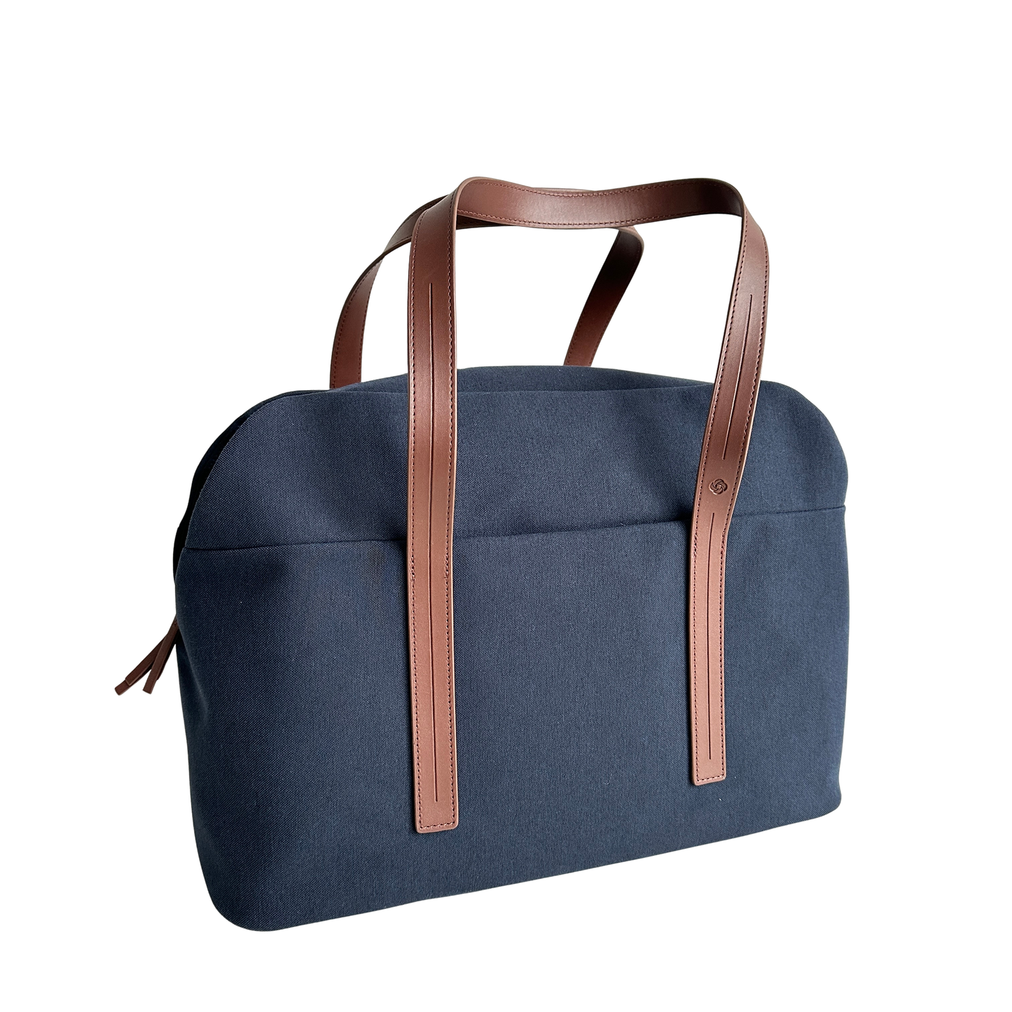 TR021 NAVY BLUE AND BROWN LEATHER WEEKENDER BAG
