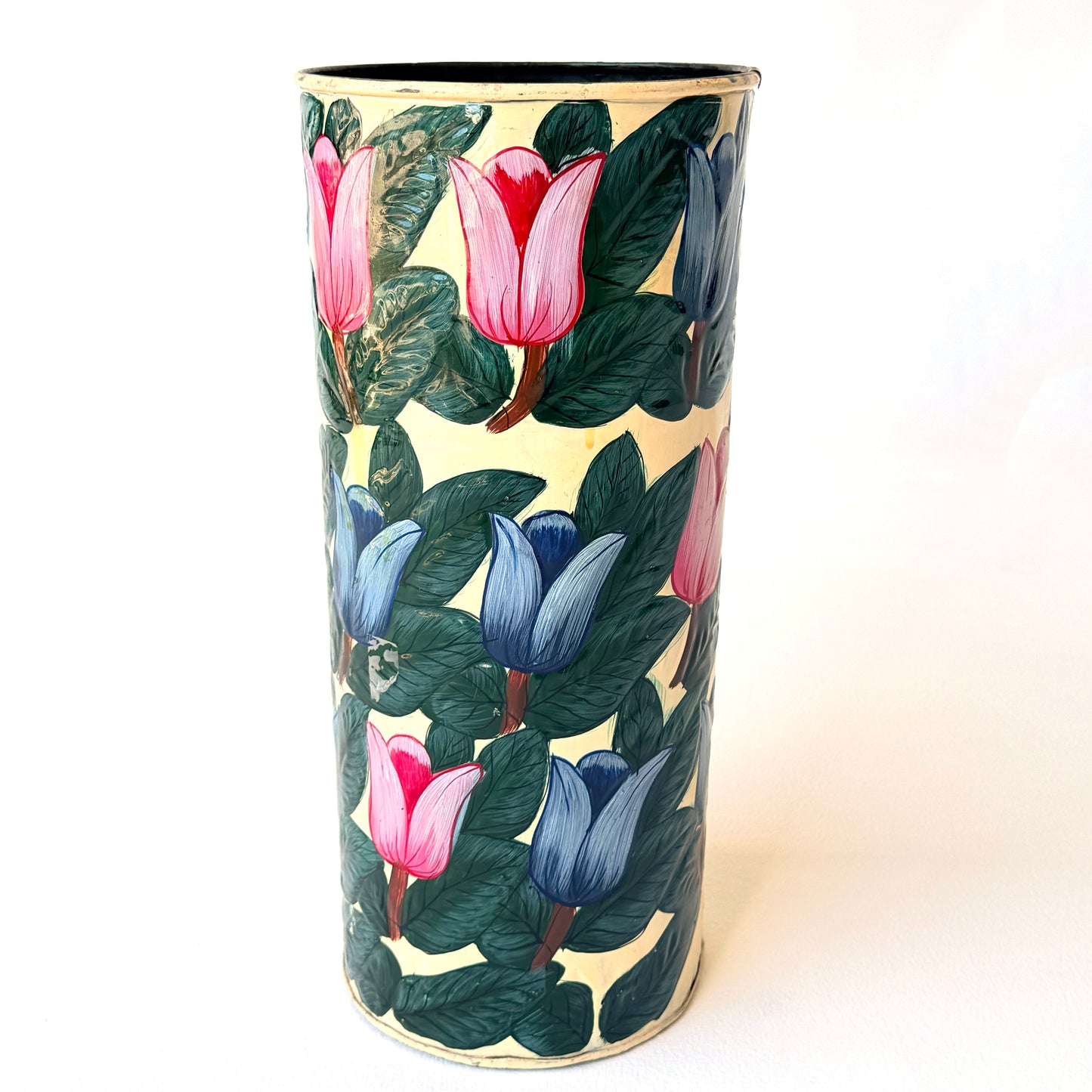 TR024 PAINTED PINK & BLUE TULIPS UMBRELLA STAND