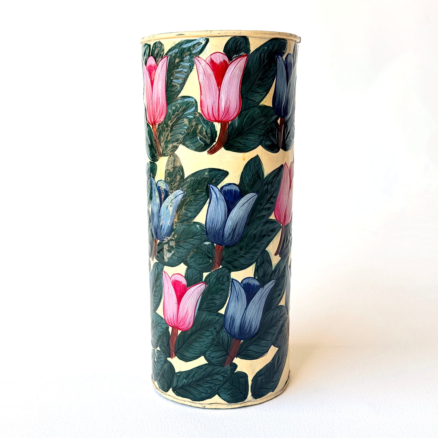 TR024 PAINTED PINK & BLUE TULIPS UMBRELLA STAND