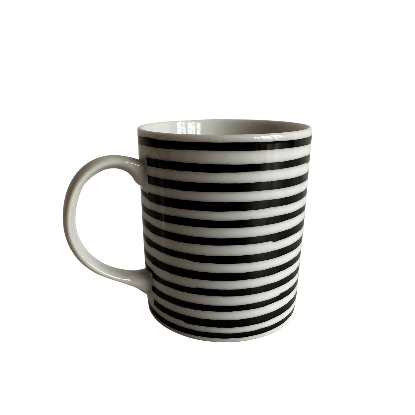 TT012 BLACK AND WHITE STRIPED COFFEE MUG