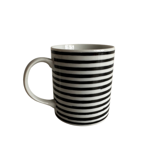 TT012 BLACK AND WHITE STRIPED COFFEE MUG