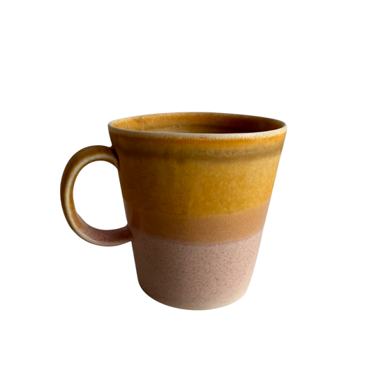 TT013 YELLOW & PINK CERAMIC COFFEE MUG
