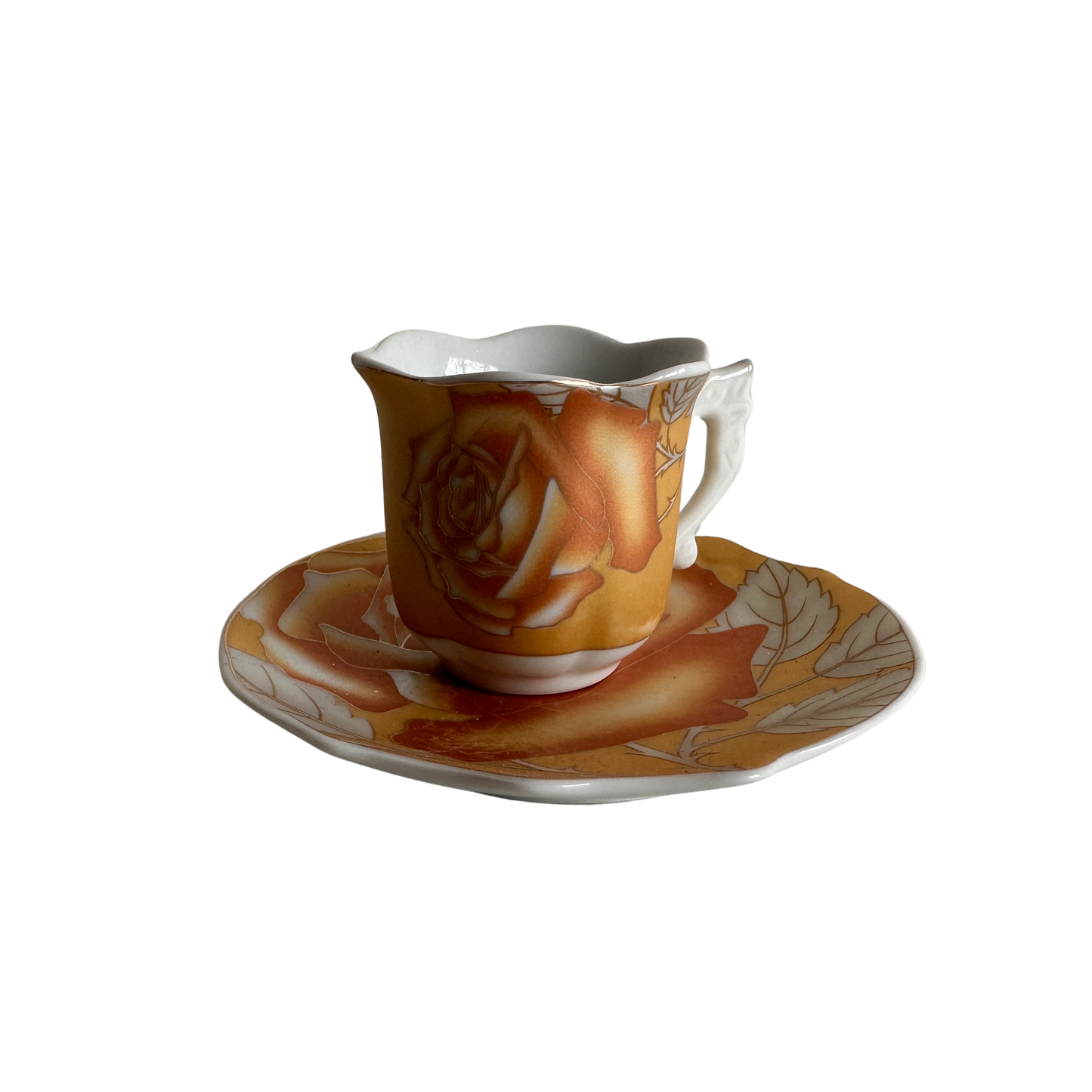 TT017 ORANGE ROSE ESPRESSO CUP WITH SAUCER
